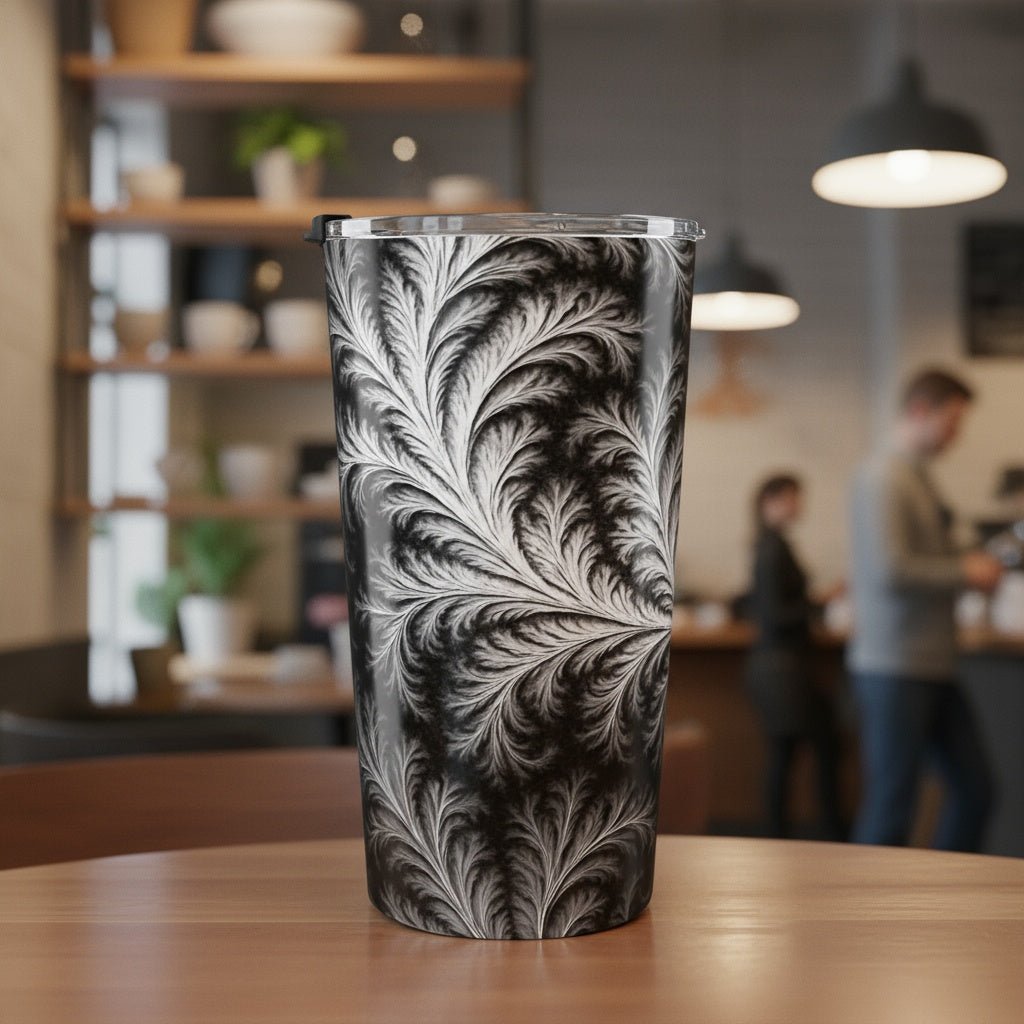 Monochrome Flames 20oz Stainless Steel Tumbler | Cozy Drinkware by Winsome Realms - Winsome Realms