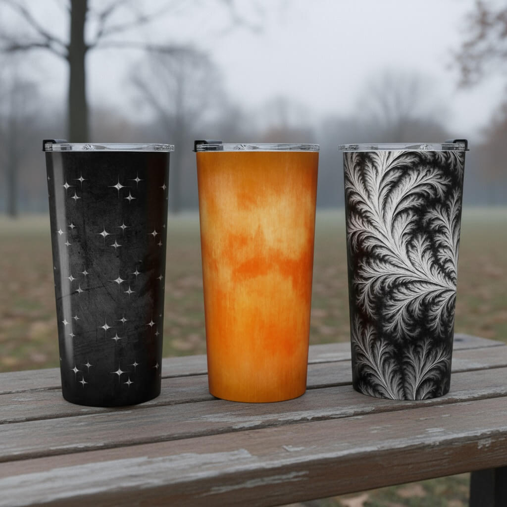 Monochrome Flames 20oz Stainless Steel Tumbler | Cozy Drinkware by Winsome Realms - Winsome Realms