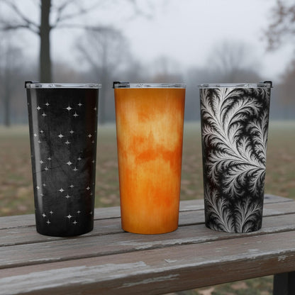 Monochrome Flames 20oz Stainless Steel Tumbler | Cozy Drinkware by Winsome Realms - Winsome Realms