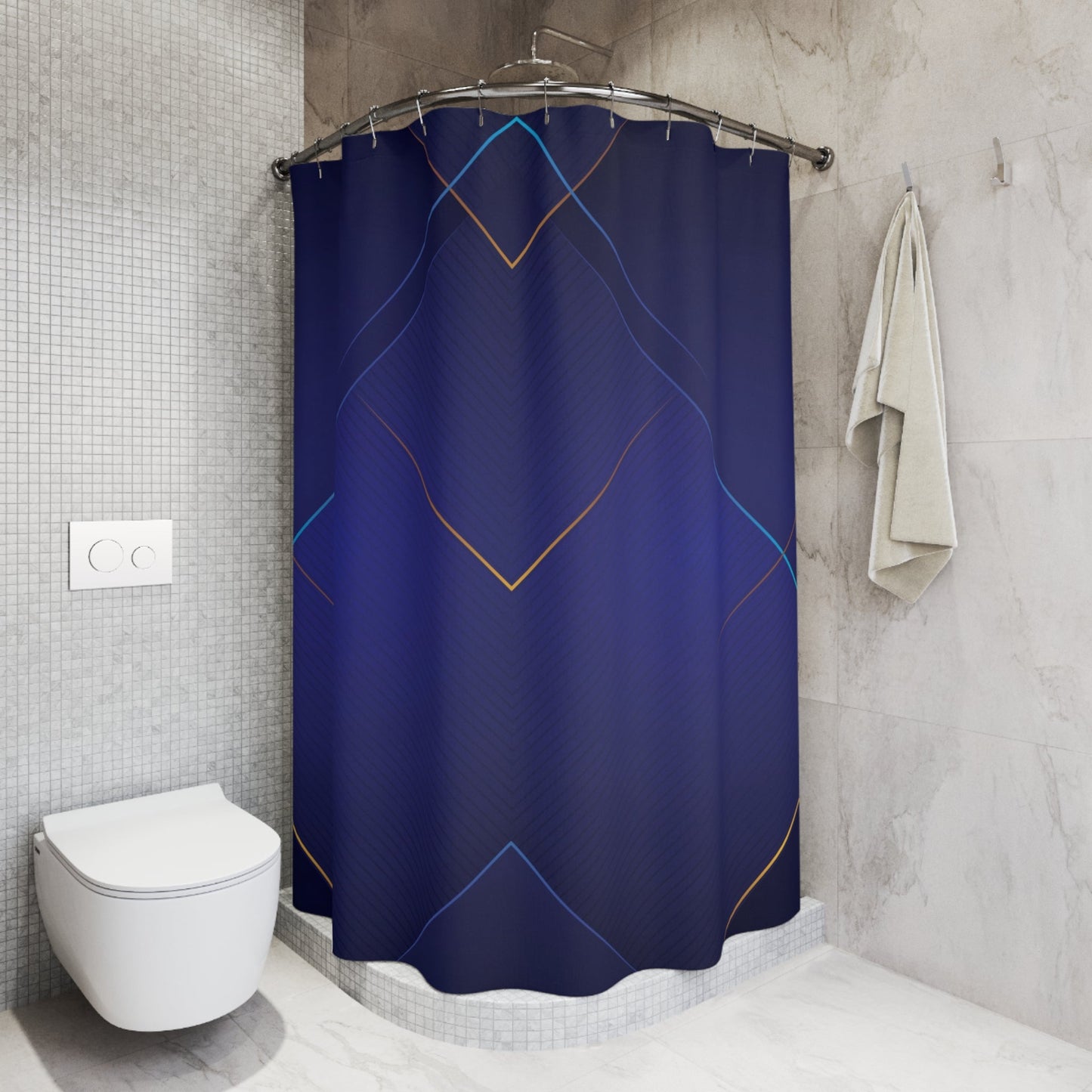 "Navy Circuit" Shower Curtain - Winsome Realms