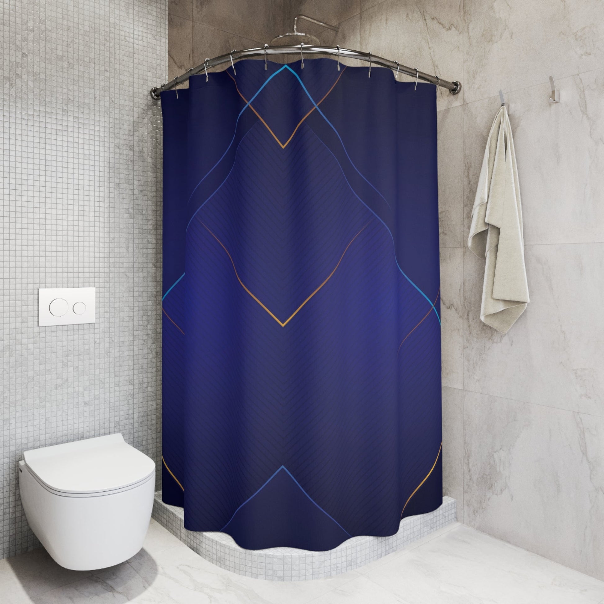 "Navy Circuit" Shower Curtain - Winsome Realms