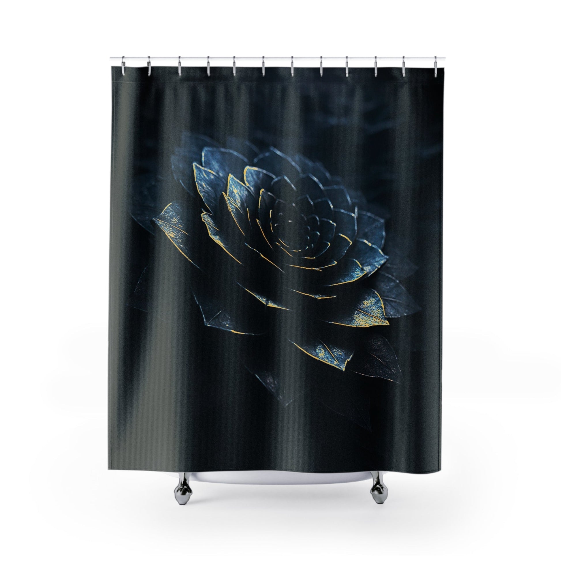"Obsidian Bloom" Shower Curtain - Winsome Realms