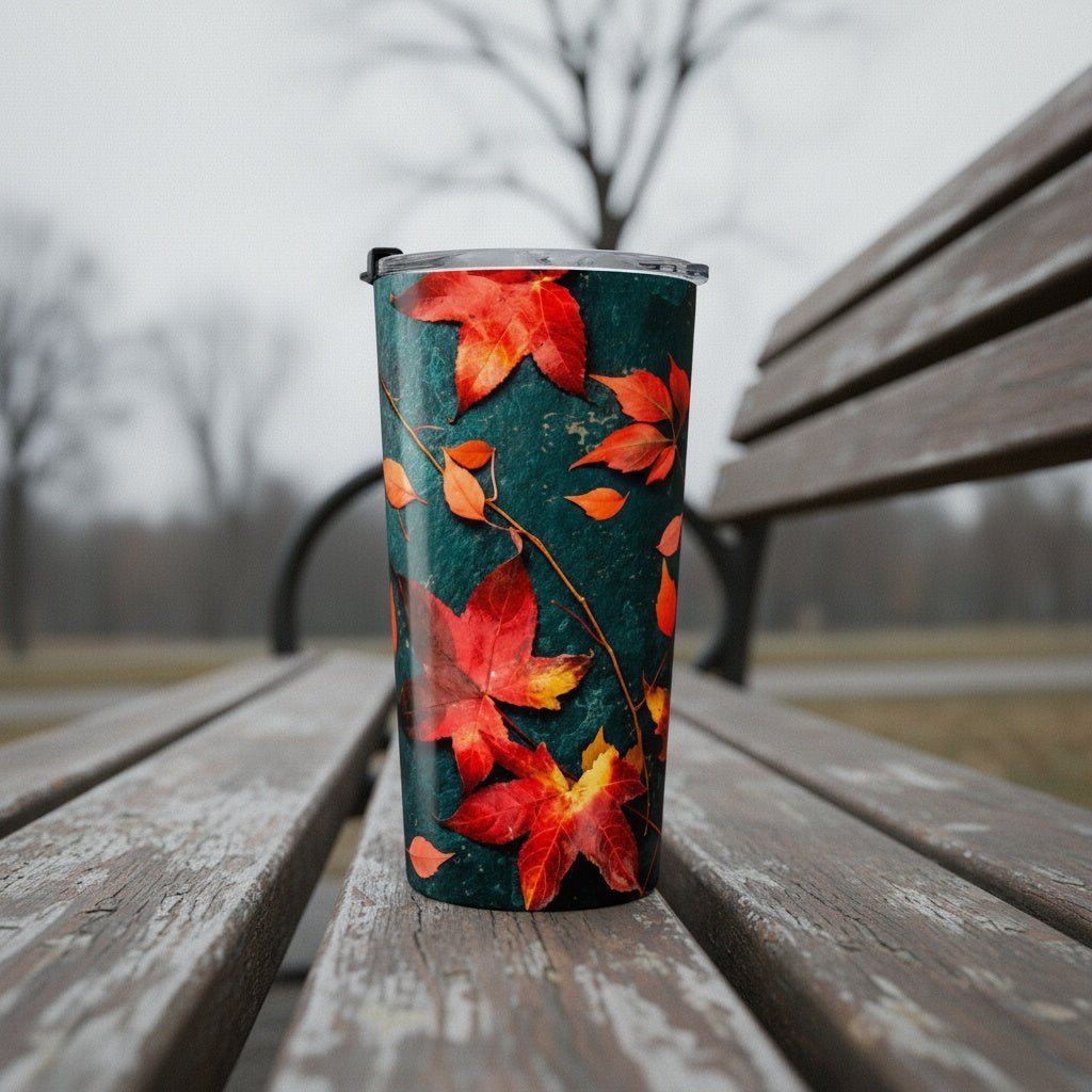 Orange Autumn Leaves 20oz Insulated Tumbler | Winsome Realms - Winsome Realms