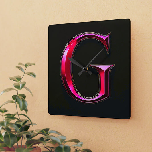 "PinkLady's" 'G' Acrylic Wall Clock - Winsome Realms