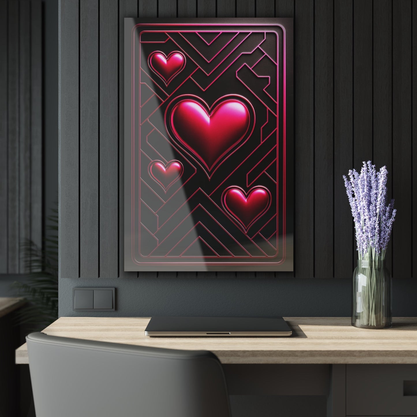 "PinkLady's Hearts" Art Deco Acrylics - Winsome Realms