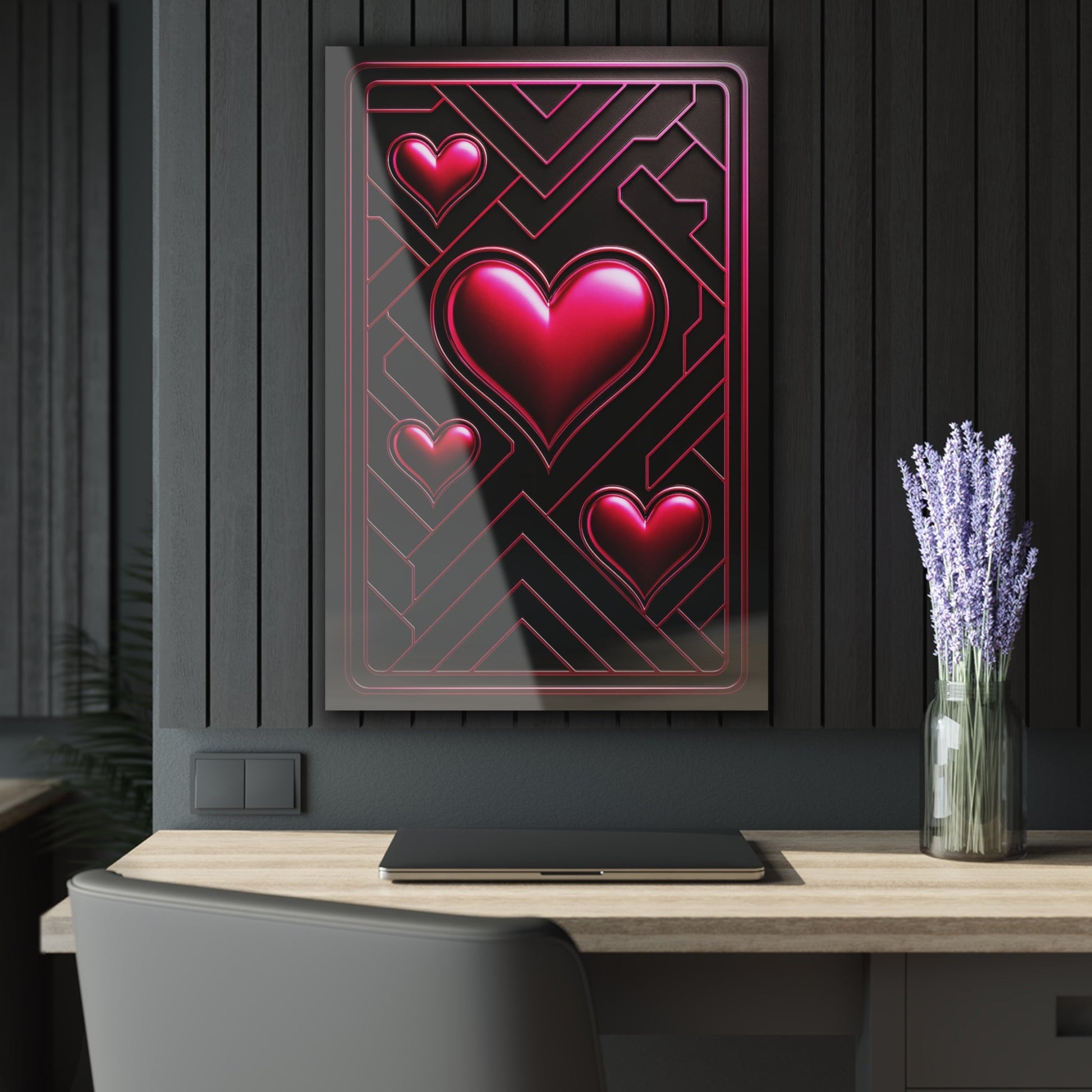 "PinkLady's Hearts" Art Deco Acrylics - Winsome Realms
