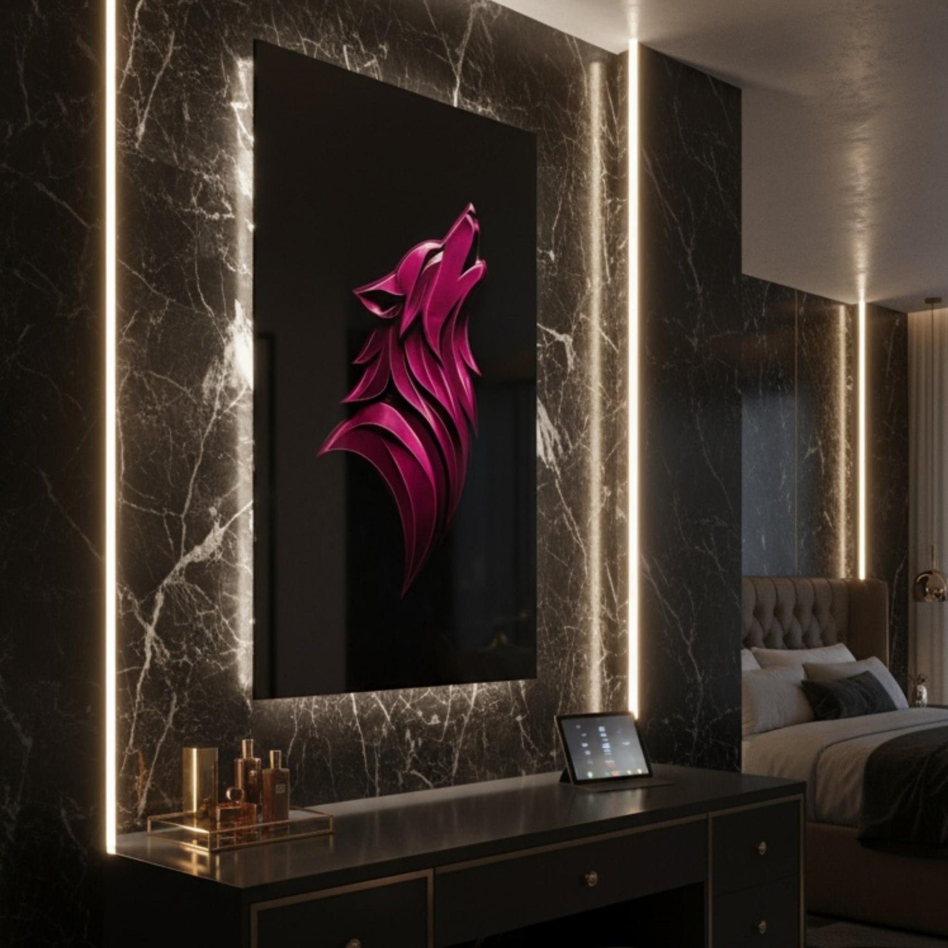 "PinkLady's Howl" Art Deco Acrylics - Winsome Realms