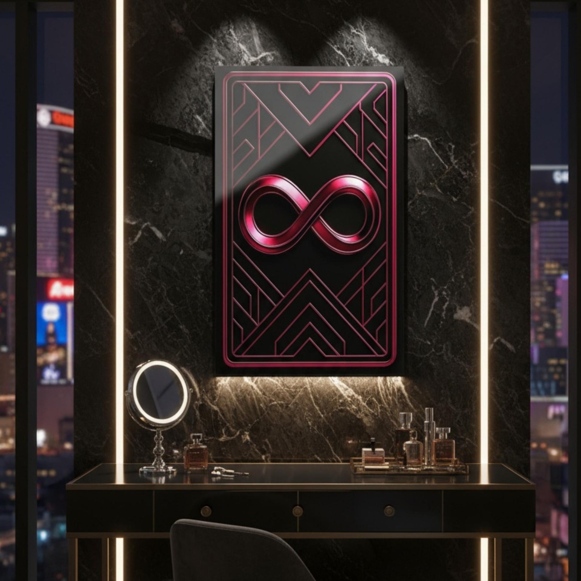 "PinkLady's Inifinity" Art Deco Acrylics - Winsome Realms