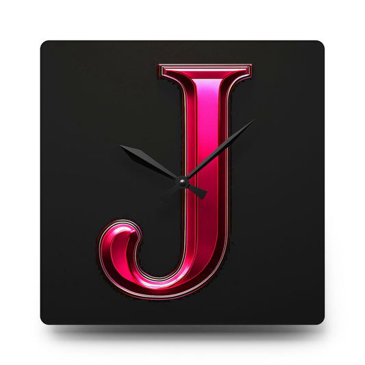"PinkLady's" 'J' Acrylic Wall Clock - Winsome Realms