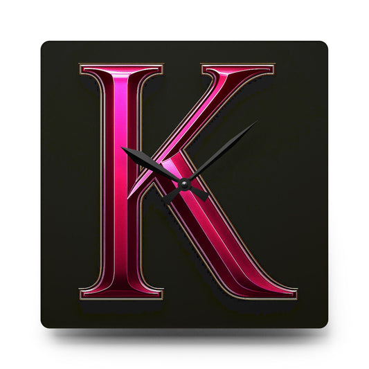"PinkLady's" 'K" Acrylic Wall Clock - Winsome Realms