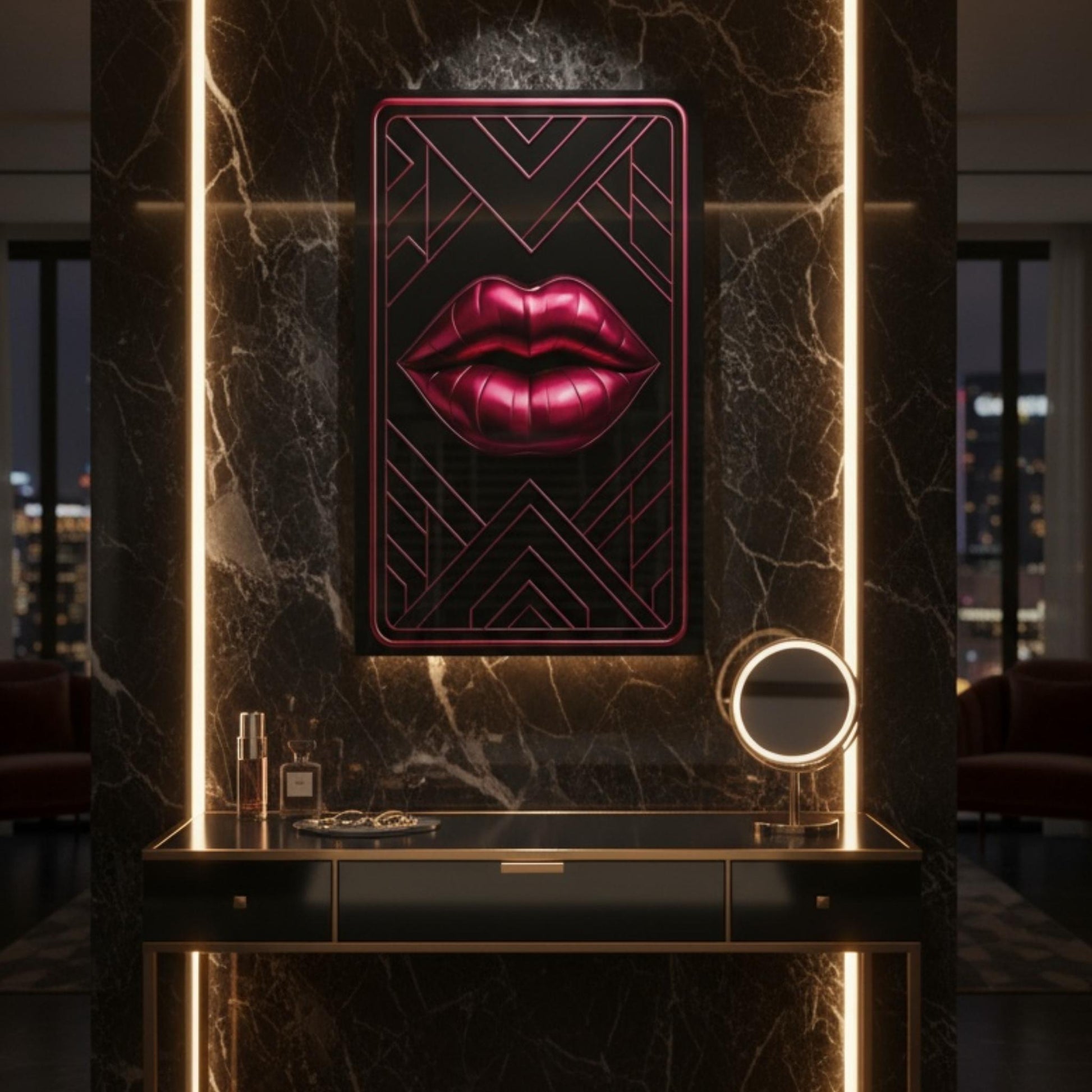 "PinkLady's Lips" Art Deco Acrylics - Winsome Realms