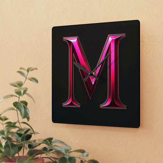 "PinkLady's" 'M" Acrylic Wall Clock - Winsome Realms