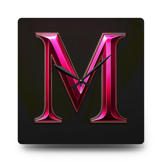 "PinkLady's" 'M" Acrylic Wall Clock - Winsome Realms