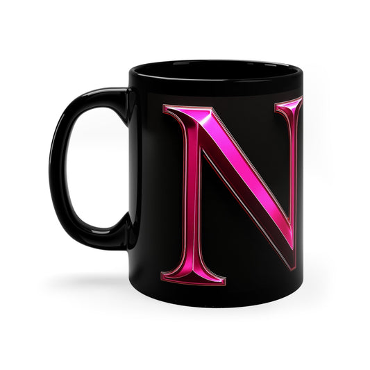"PinkLady's" 'N' Coffee Mug - 11oz Black Ceramic Cup - Winsome Realms