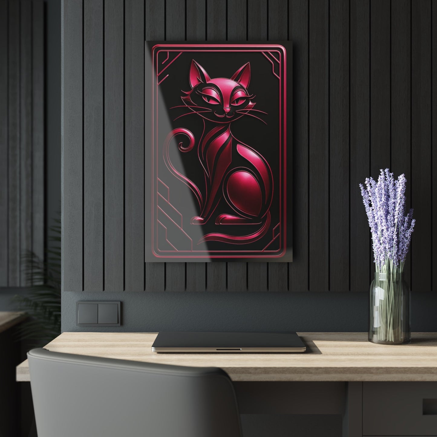"PinkLady's Purr" Art Deco Acrylics - Winsome Realms