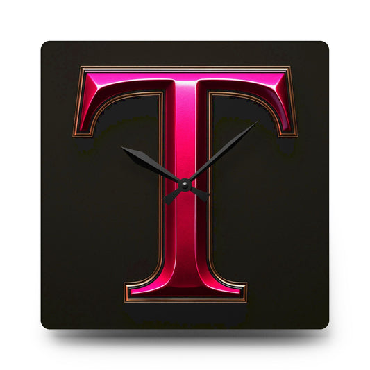 "PinkLady's" 'T" Acrylic Wall Clock - Winsome Realms