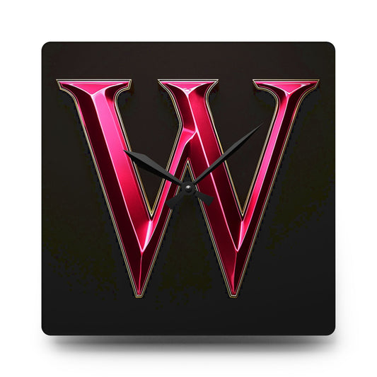 "PinkLady's" 'W" Acrylic Wall Clock - Winsome Realms