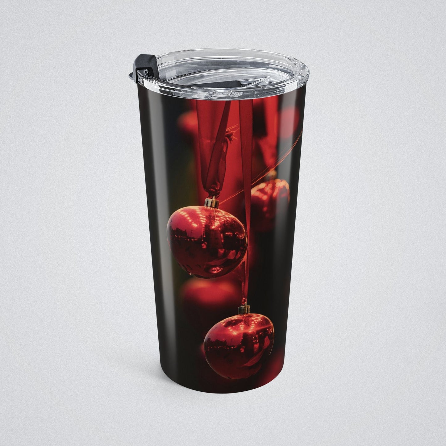 Red Christmas Ornaments Tumbler, Insulated Travel Cup, Unique Gift for Coffee Lovers, Modern Design for Home/Office, Perfect for Holidays - Winsome Realms