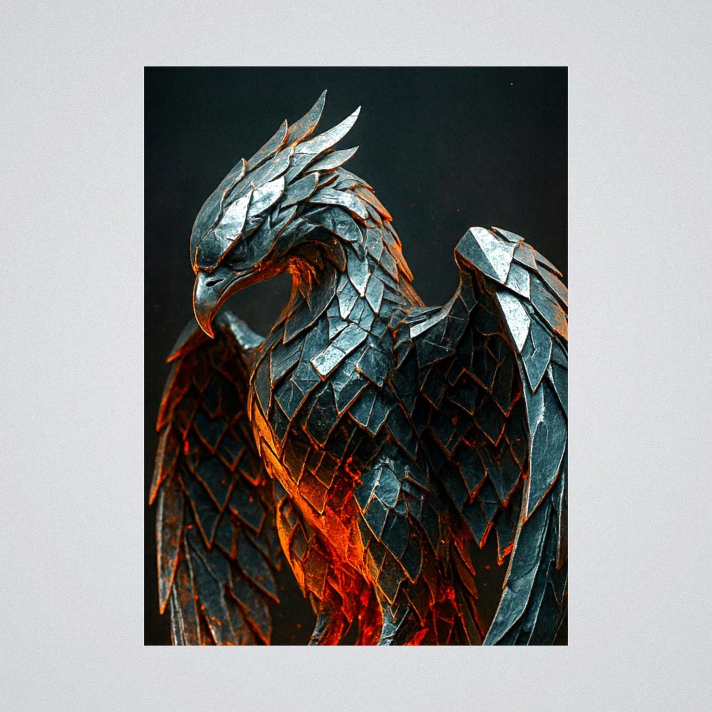 Revered Phoenix - "Forged Ancient Alloys" Fine Art Aluminum Print - Winsome Realms