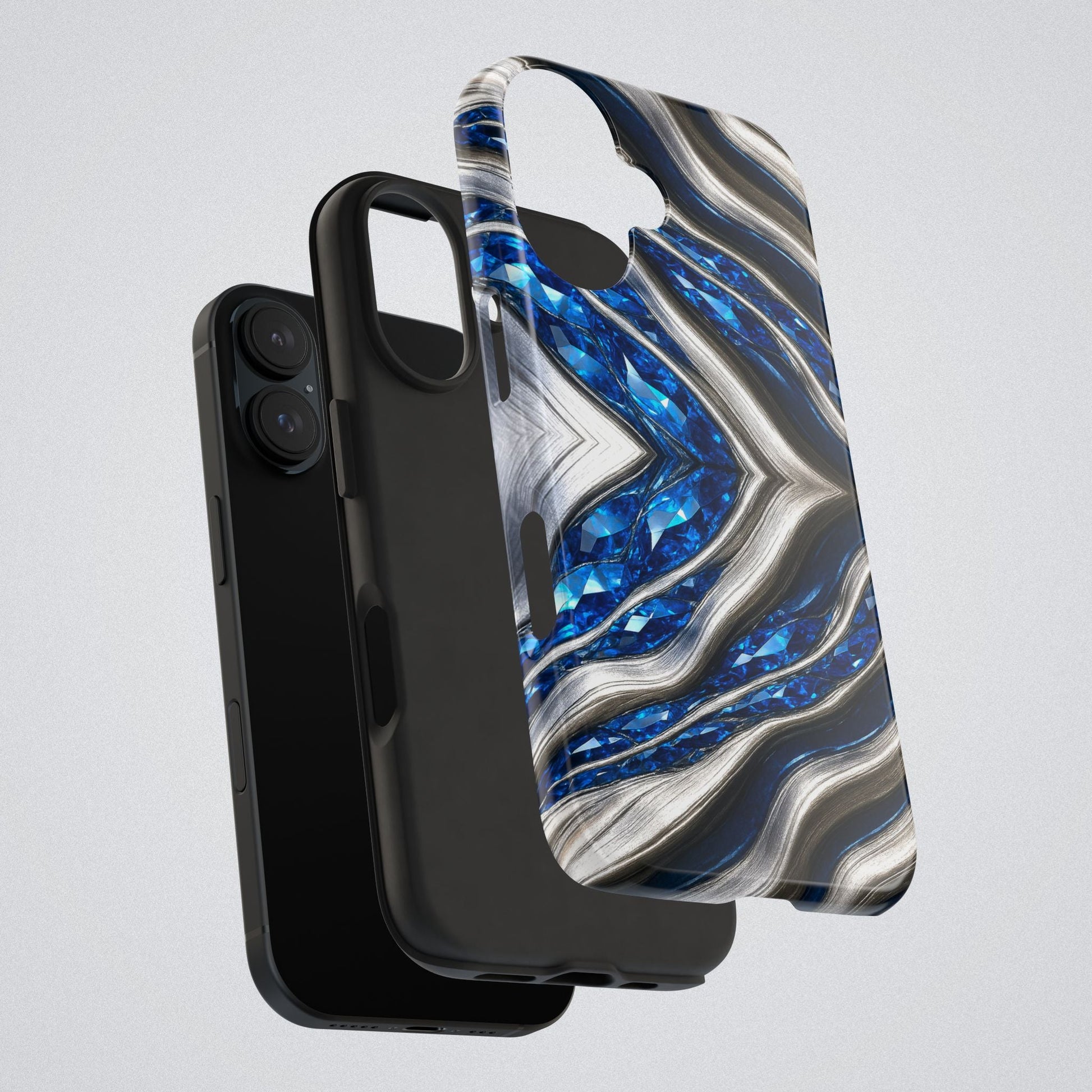 "Sapphire Rivers In Platinum" Birthstones Collection | Tough Phone Case - Winsome Realms
