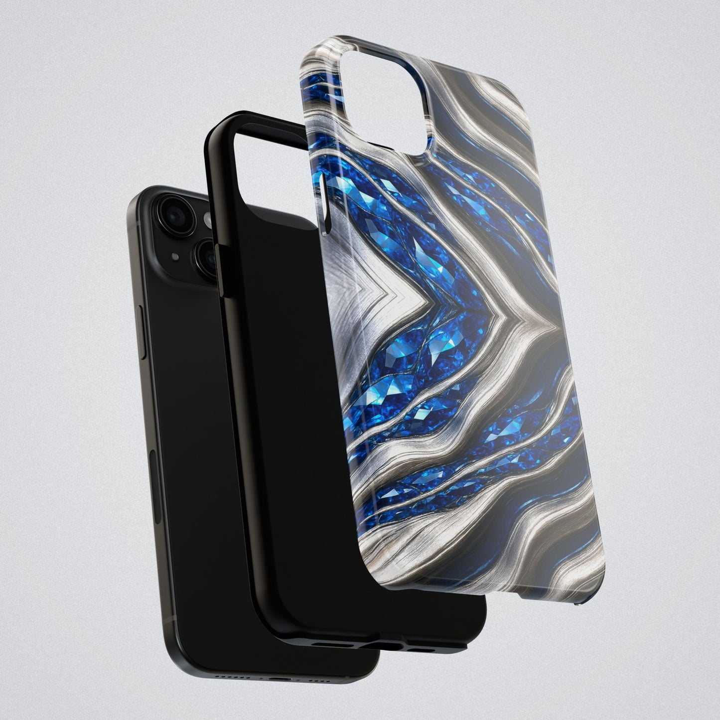 "Sapphire Rivers In Platinum" Birthstones Collection | Tough Phone Case - Winsome Realms