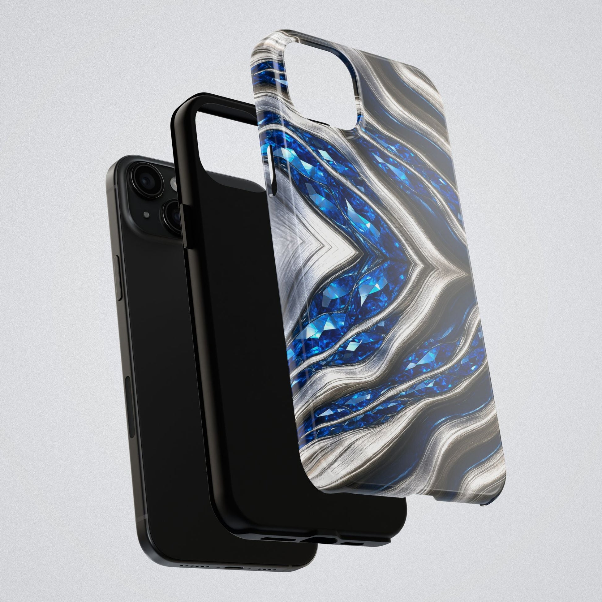 "Sapphire Rivers In Platinum" Birthstones Collection | Tough Phone Case - Winsome Realms