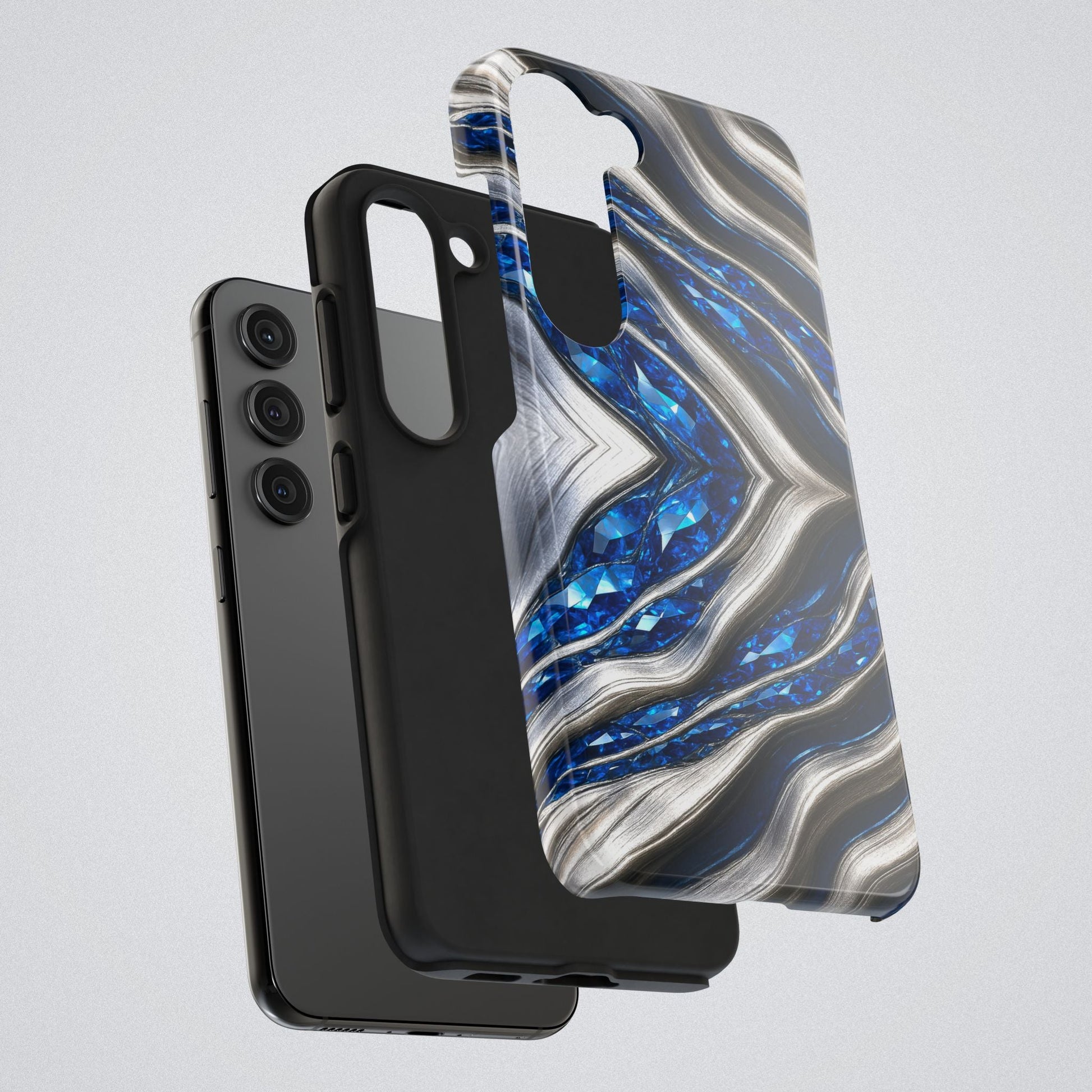 "Sapphire Rivers In Platinum" Birthstones Collection | Tough Phone Case - Winsome Realms