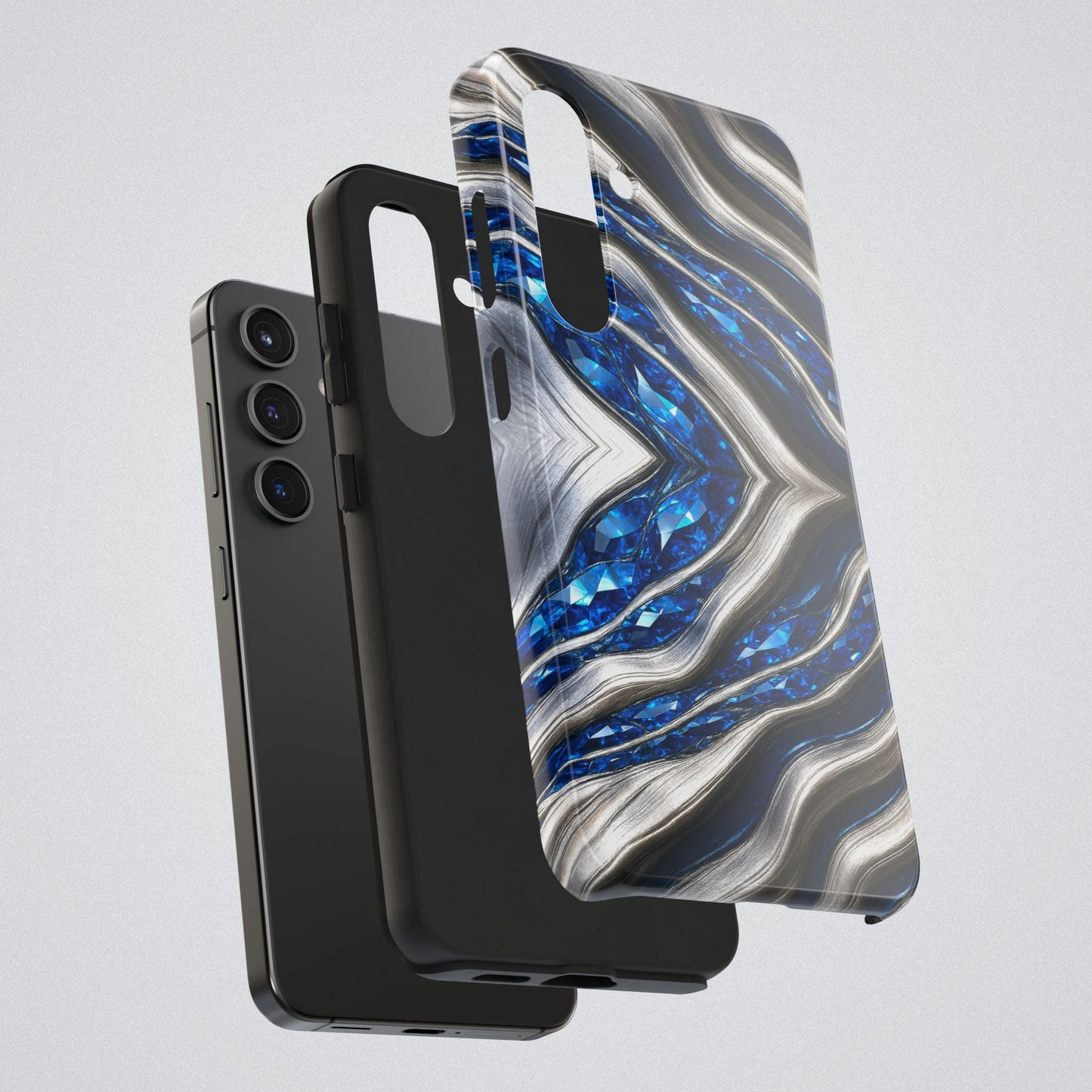 "Sapphire Rivers In Platinum" Birthstones Collection | Tough Phone Case - Winsome Realms