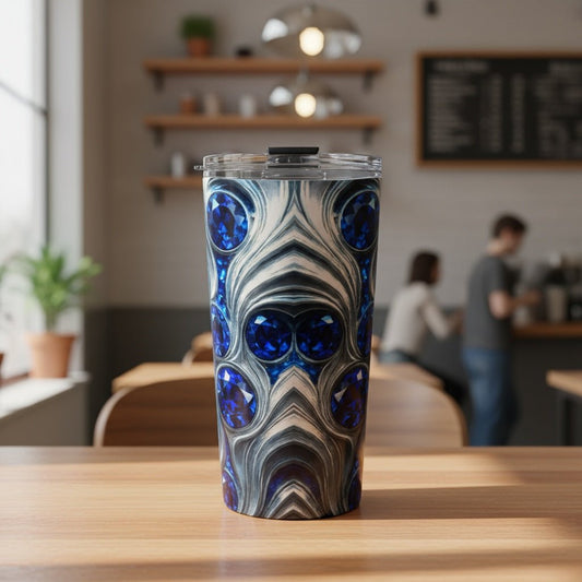 Sapphires and Platinum Whorls 20oz Insulated Tumbler | Winsome Realms - Winsome Realms