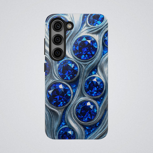 "Sapphires and Silver Swirls" Birthstones Collection | Tough Phone Case - Winsome Realms