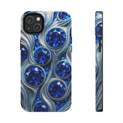 "Sapphires and Silver Swirls" Birthstones Collection | Tough Phone Case - Winsome Realms