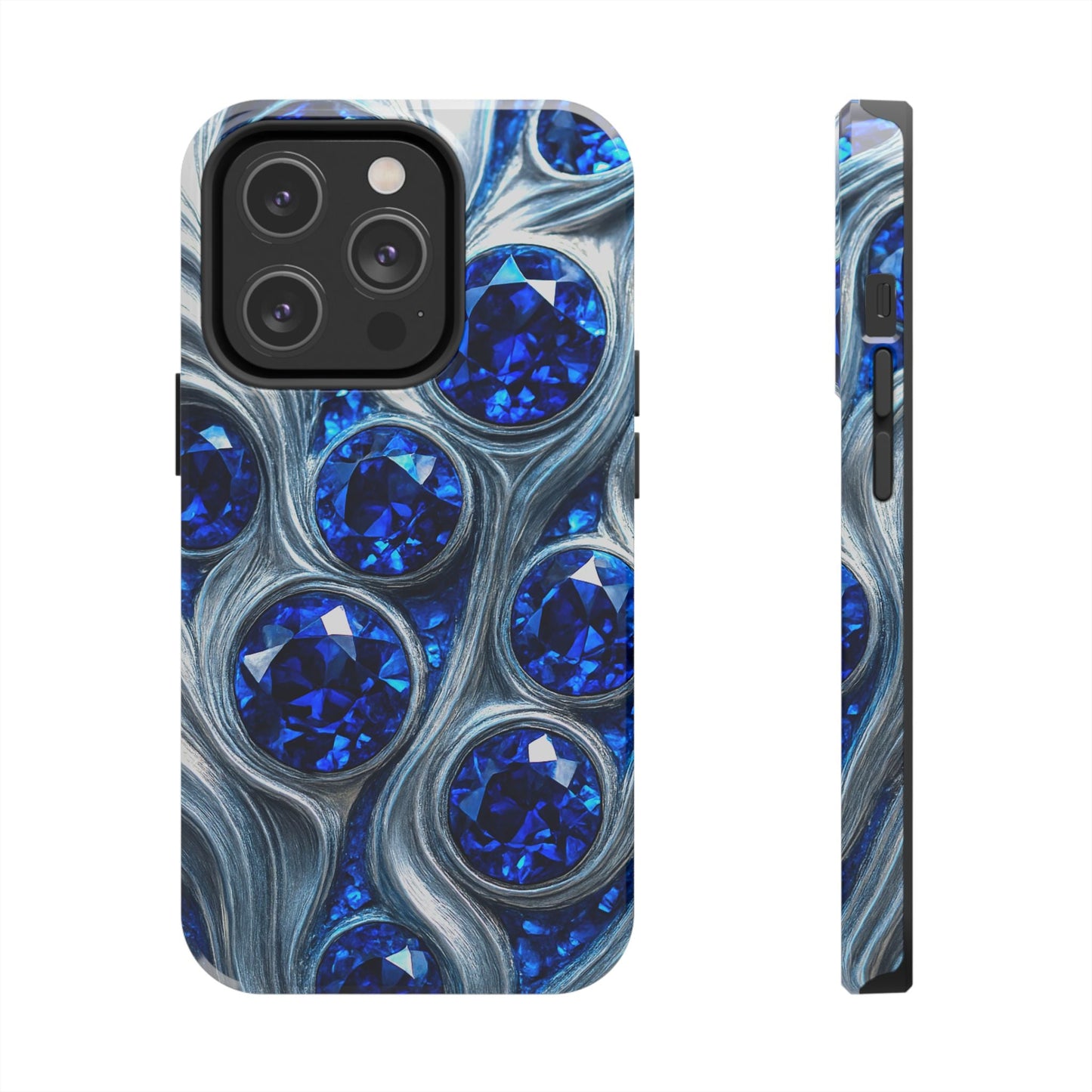 "Sapphires and Silver Swirls" Birthstones Collection | Tough Phone Case - Winsome Realms