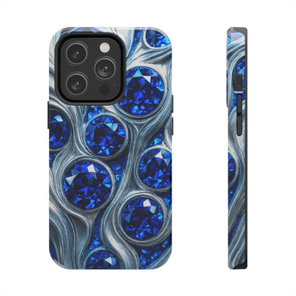 "Sapphires and Silver Swirls" Birthstones Collection | Tough Phone Case - Winsome Realms