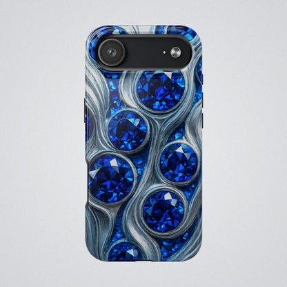 "Sapphires and Silver Swirls" Birthstones Collection | Tough Phone Case - Winsome Realms