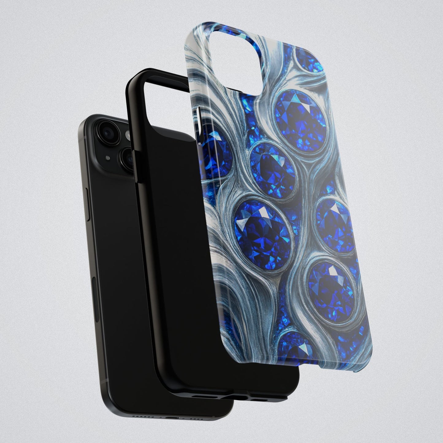 "Sapphires and Silver Swirls" Birthstones Collection | Tough Phone Case - Winsome Realms