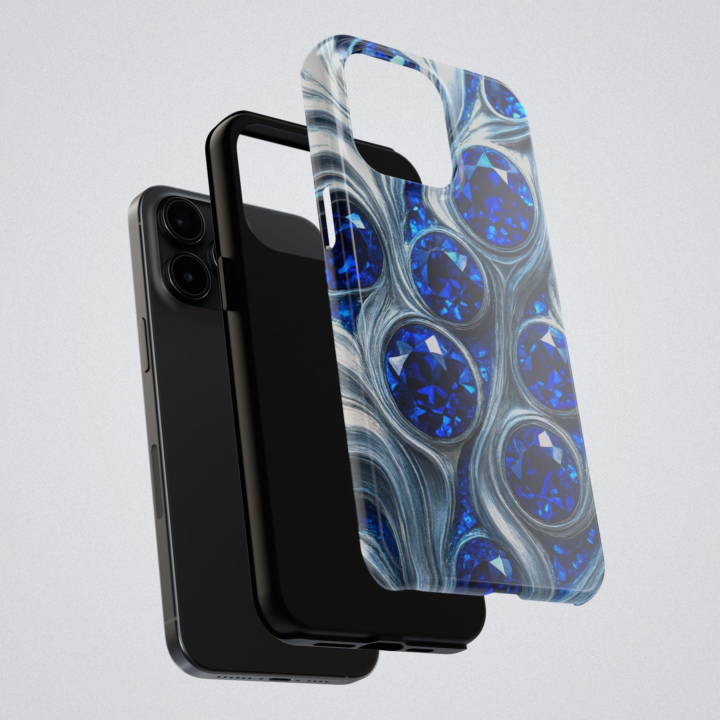 "Sapphires and Silver Swirls" Birthstones Collection | Tough Phone Case - Winsome Realms