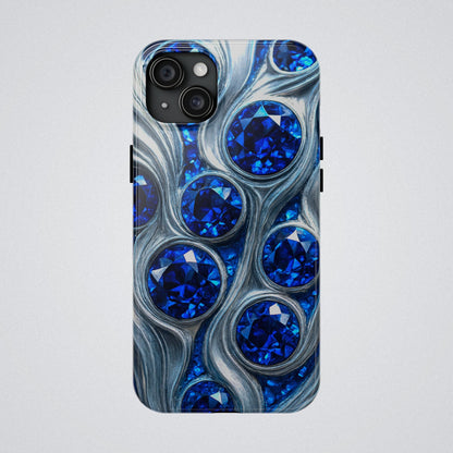 "Sapphires and Silver Swirls" Birthstones Collection | Tough Phone Case - Winsome Realms
