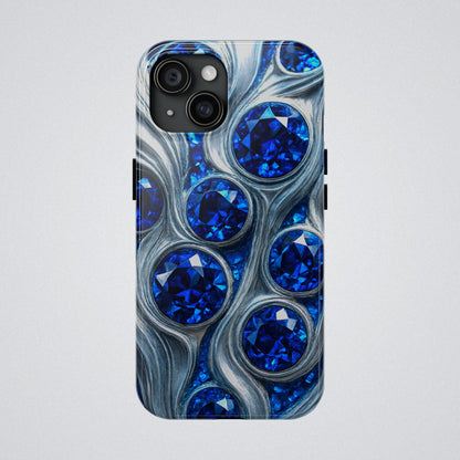 "Sapphires and Silver Swirls" Birthstones Collection | Tough Phone Case - Winsome Realms