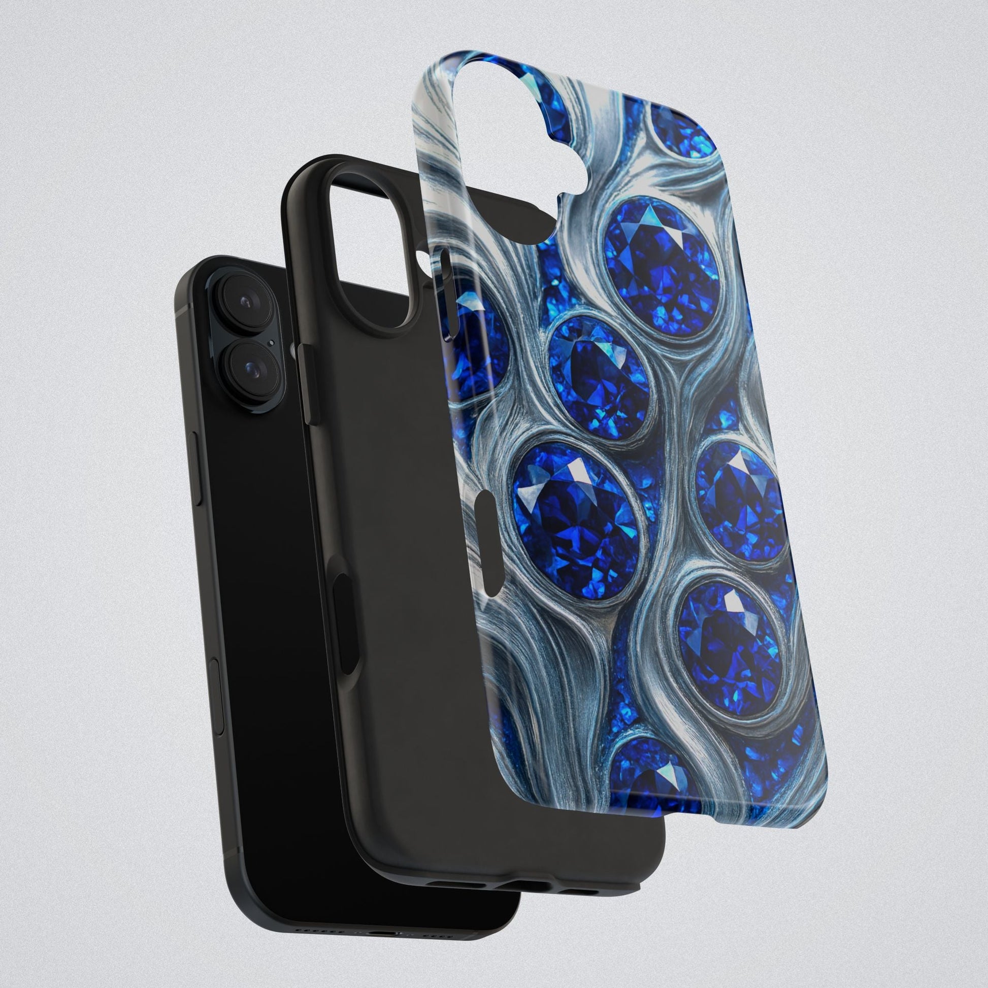 "Sapphires and Silver Swirls" Birthstones Collection | Tough Phone Case - Winsome Realms