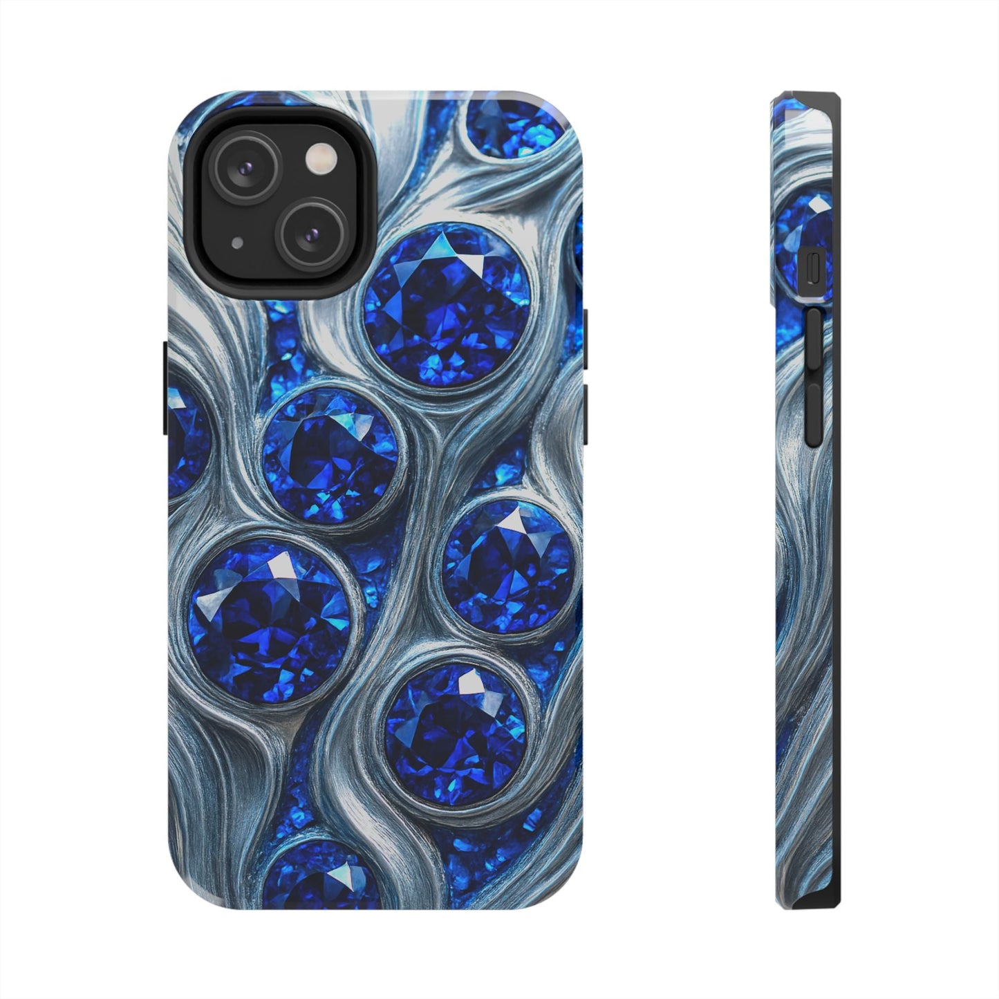 "Sapphires and Silver Swirls" Birthstones Collection | Tough Phone Case - Winsome Realms