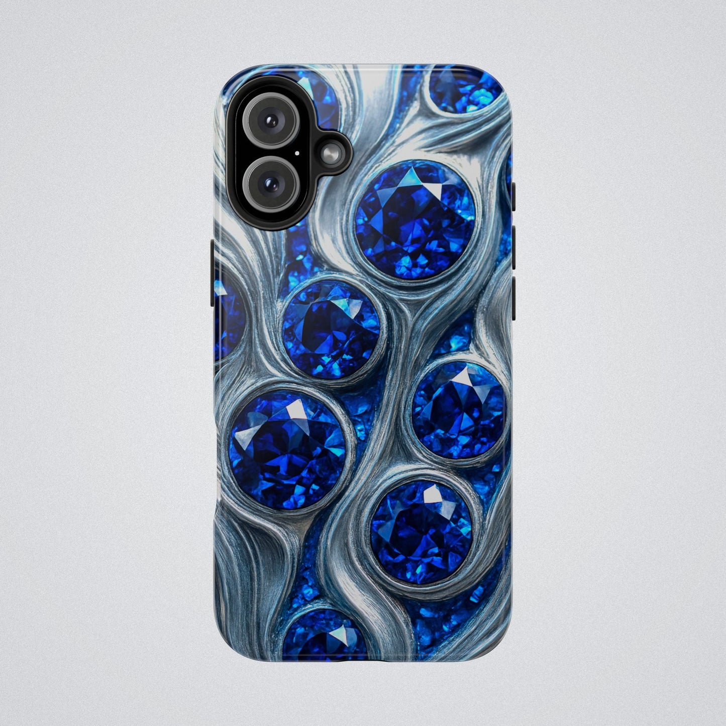 "Sapphires and Silver Swirls" Birthstones Collection | Tough Phone Case - Winsome Realms