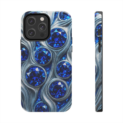 "Sapphires and Silver Swirls" Birthstones Collection | Tough Phone Case - Winsome Realms
