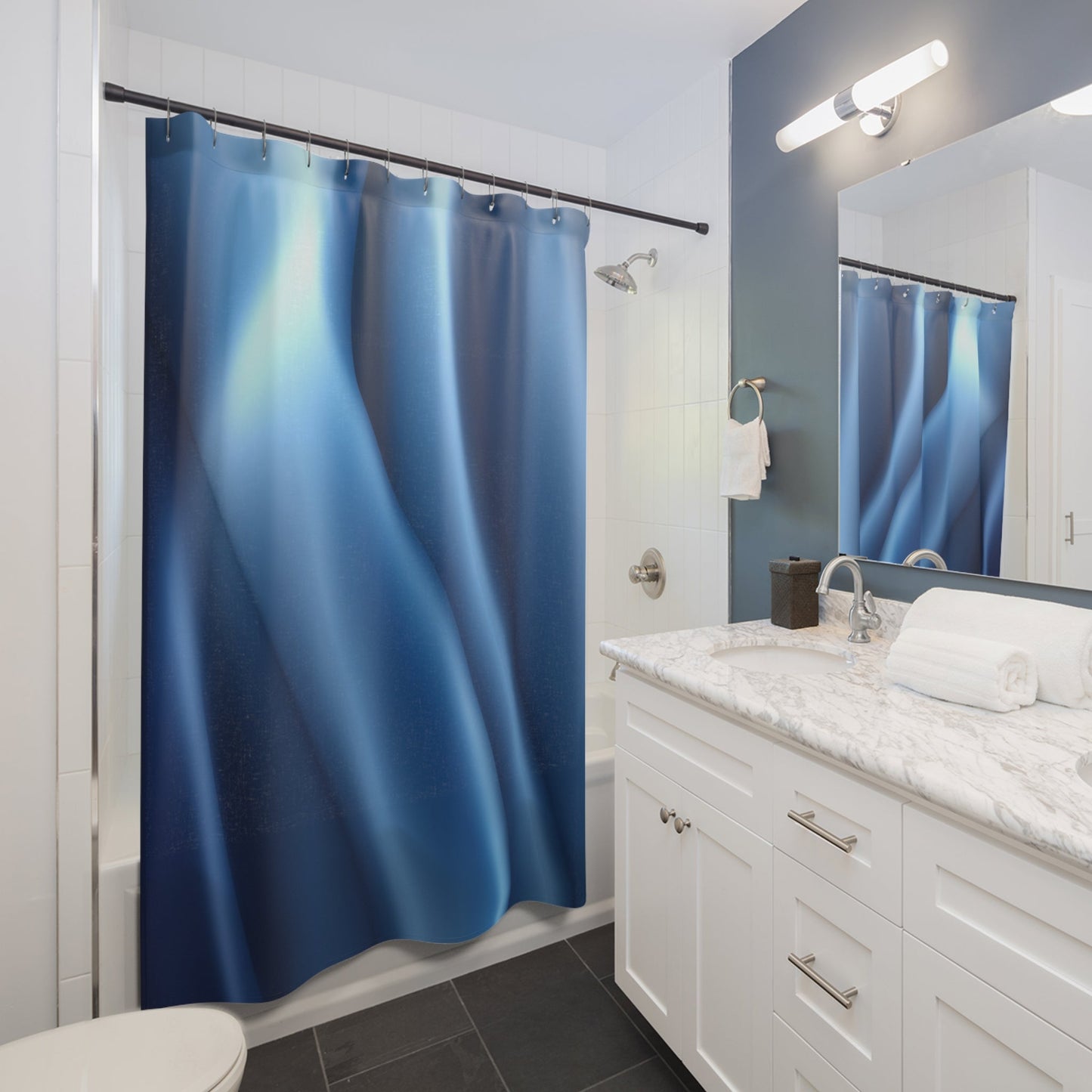 "Satin in Blue" Shower Curtain - Winsome Realms