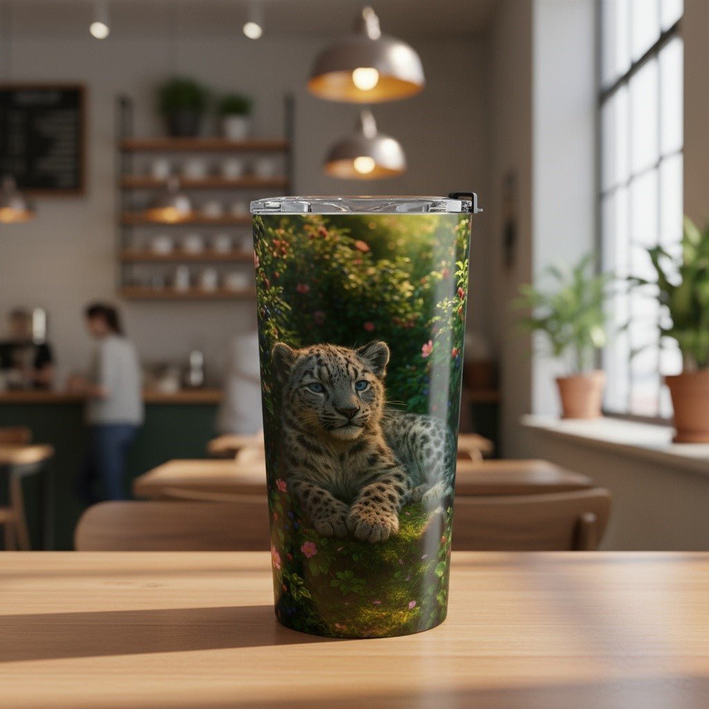 Snow Leopard Baby 20oz Insulated Tumbler | Winsome Realms - Winsome Realms