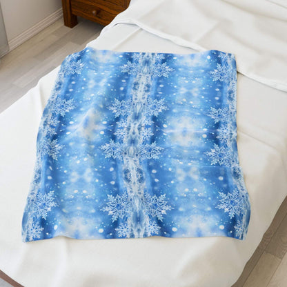 "Snowflakes of Blue" Plush Blanket - Winsome Realms