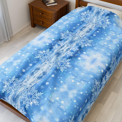 "Snowflakes of Blue" Plush Blanket - Winsome Realms