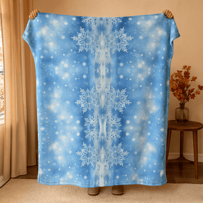 "Snowflakes of Blue" Plush Blanket - Winsome Realms