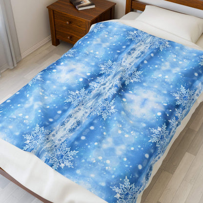 "Snowflakes of Blue" Plush Blanket - Winsome Realms
