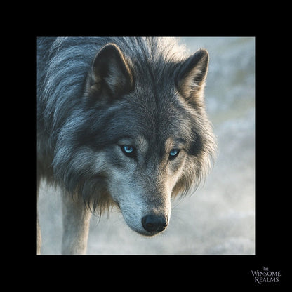 Steel Fur, Sapphire Gaze | Matte Canvas - Stretched - Winsome Realms