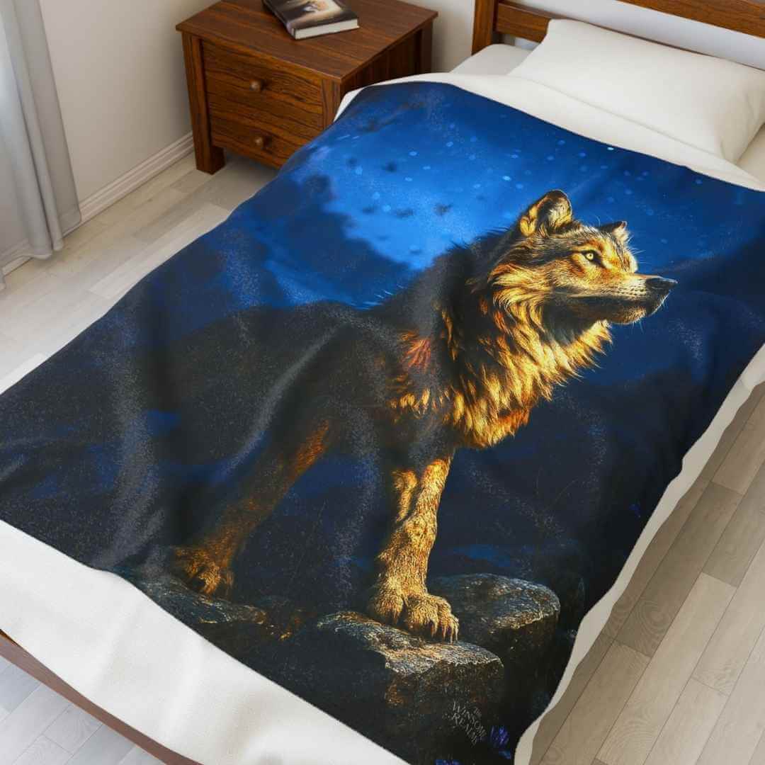 Wolf - Themed Velveteen Plush Cozy Blanket - Winsome Realms